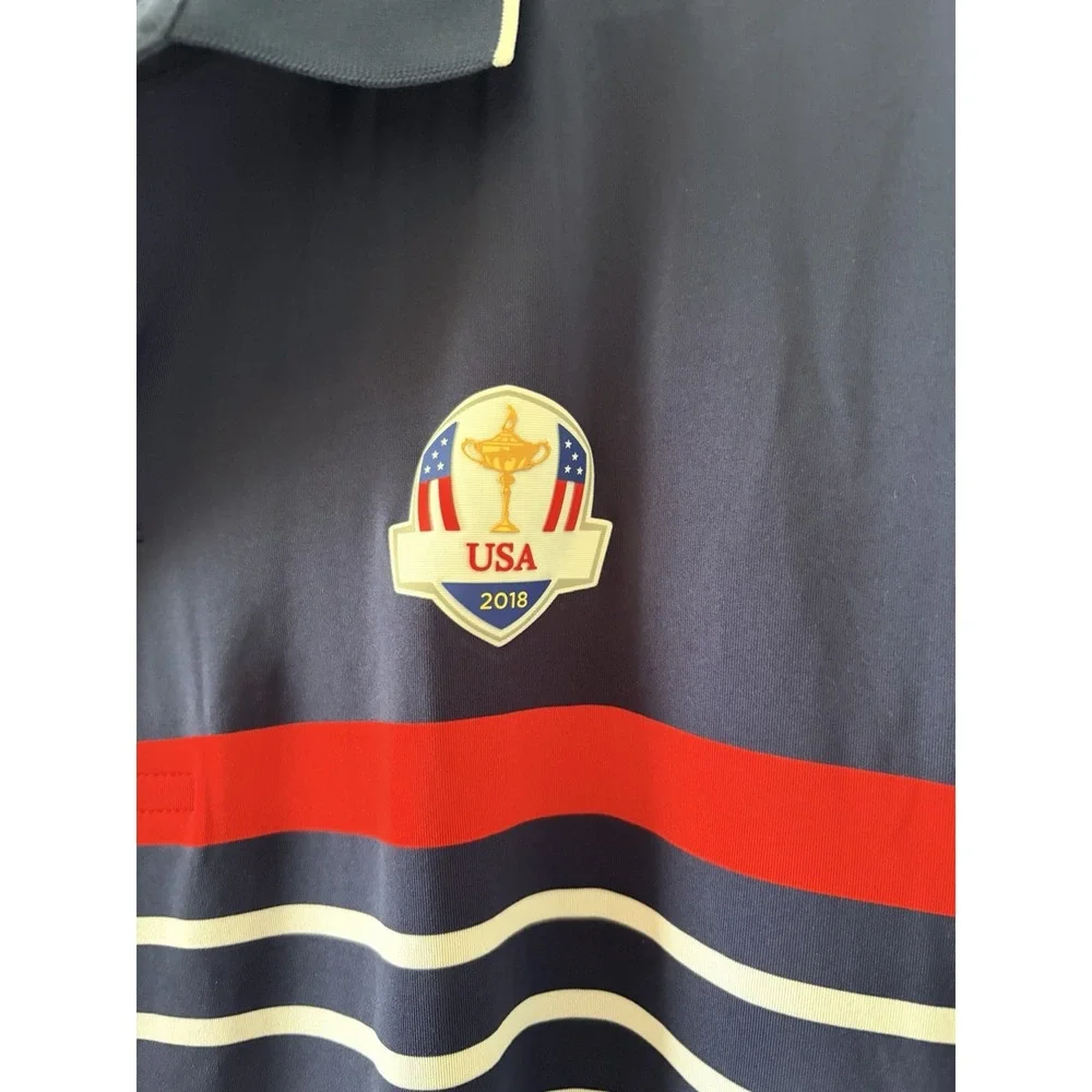 RLX Ralph Lauren 2018 Ryder Cup USA Golf Polo Shirt Mens Size Large L Blue